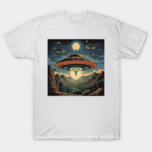 Flying Saucers Over The Mountains T-Shirt